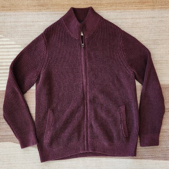 L.L. Bean full zip waffle knit cardigan - Picture 1 of 5
